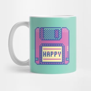 Happy Geek Pink Retro Floppy Disk Pixel Art Mug